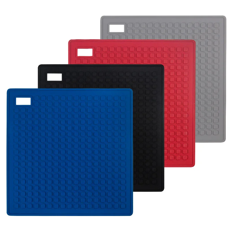 Non Slip Flexible Durable Heat Resistant Silicone Pot Holder/ Silicone Trivet / Coaster / Placemat / Hot Pad Square BPA Free 80g