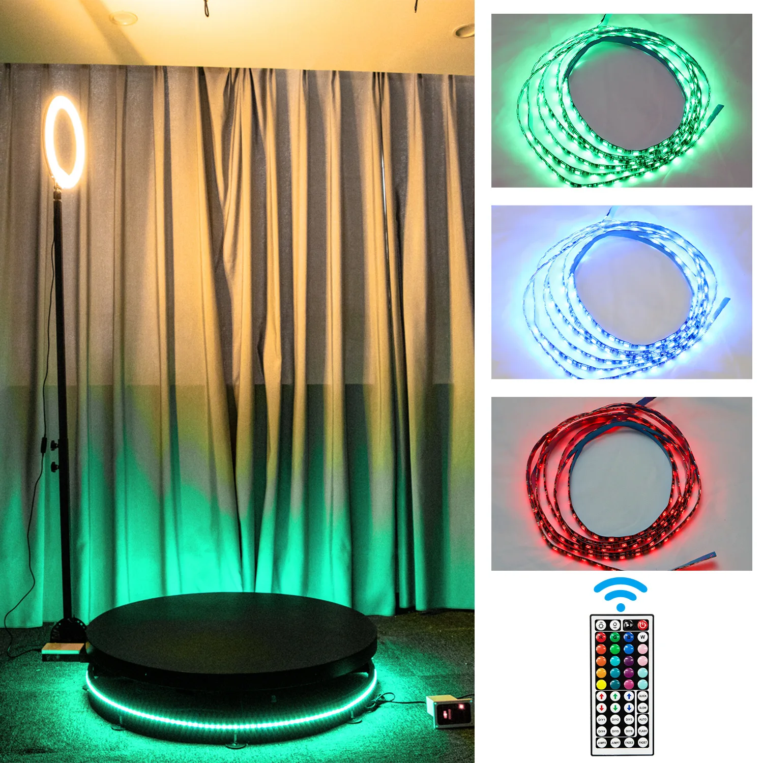 2022 Free custom LOGO 360 ring shooting equipment photo booth intelligent remote control surrounding video booth with LED light