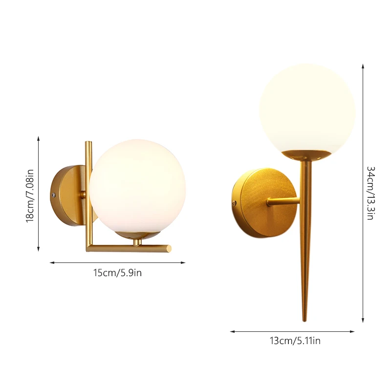 HOOYI Modern Style E27 Wall Lamps Nordic Glass Ball Wall Lights for Corridor Bedroom Bedside Lamp Sconces 85-265V