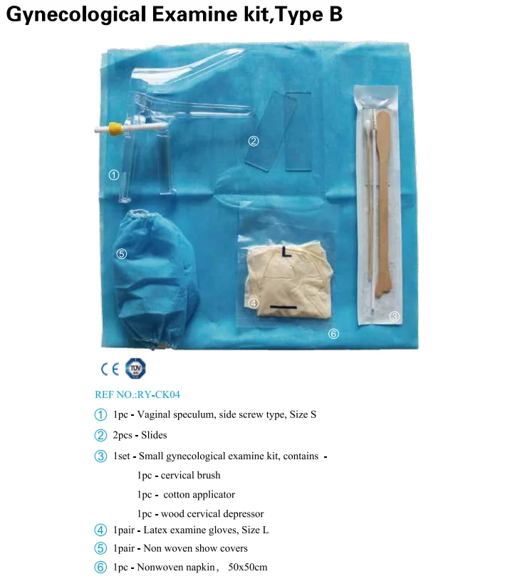 Disposable stetile gyne examination kit vaginal speculum kit gynecological examine kit