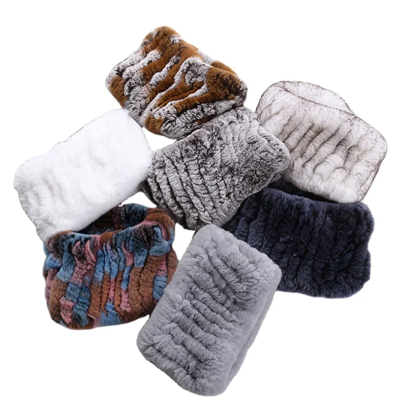 Зимняя эластичная повязка на шею и кольцо для ушей из меха кролика