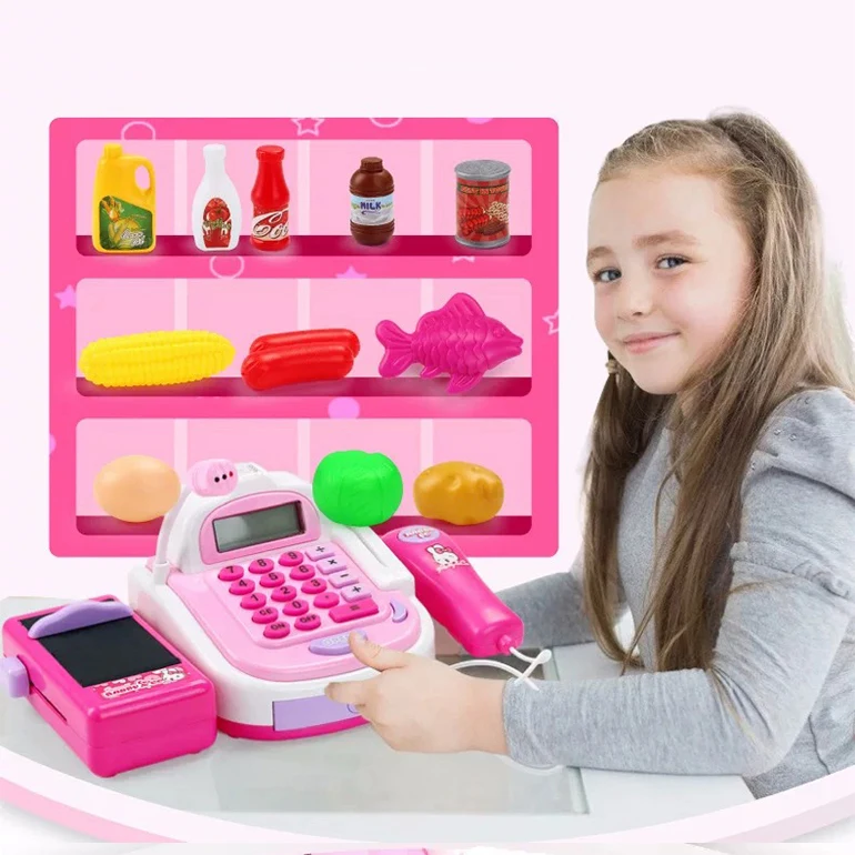 Simulation Salesperson Plastic Supermarket Toy Set Cash Counter Cashier Toy
