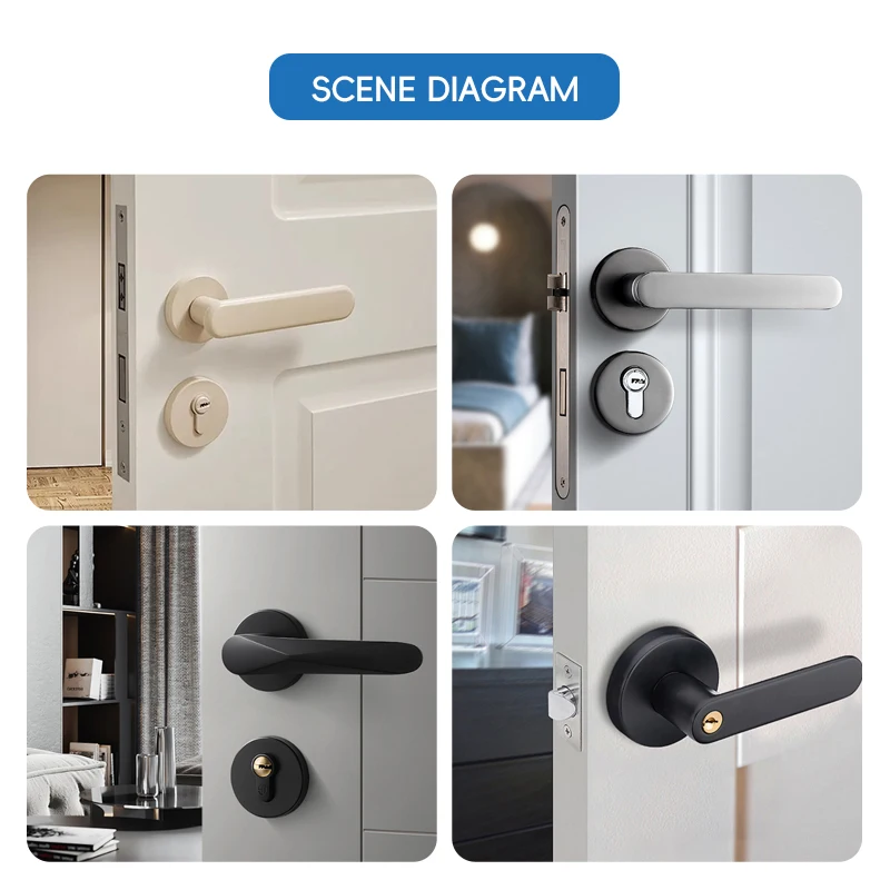 Modern Minimalist Design Door Pull Handle High-Gloss Surface Treatment Security Door Handle Silent Design Door Handle Lock