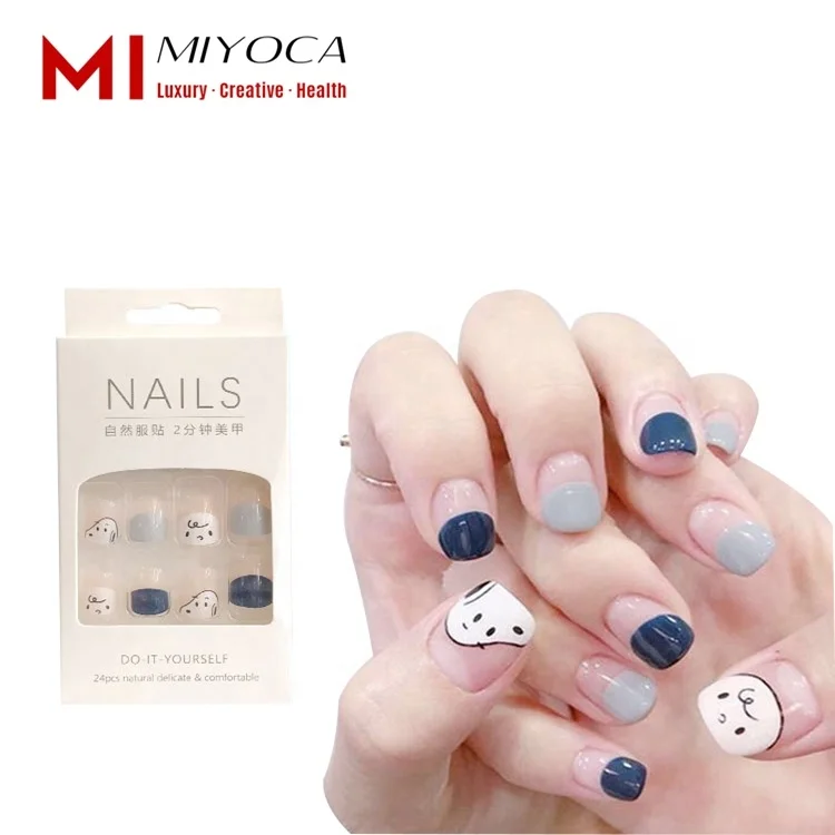 
MIYOCA Wholesale Beautiful Summer Nail Art Design Press on Nails Custom Logo Free Oem Ensemble De Faux Ongles with Glue 