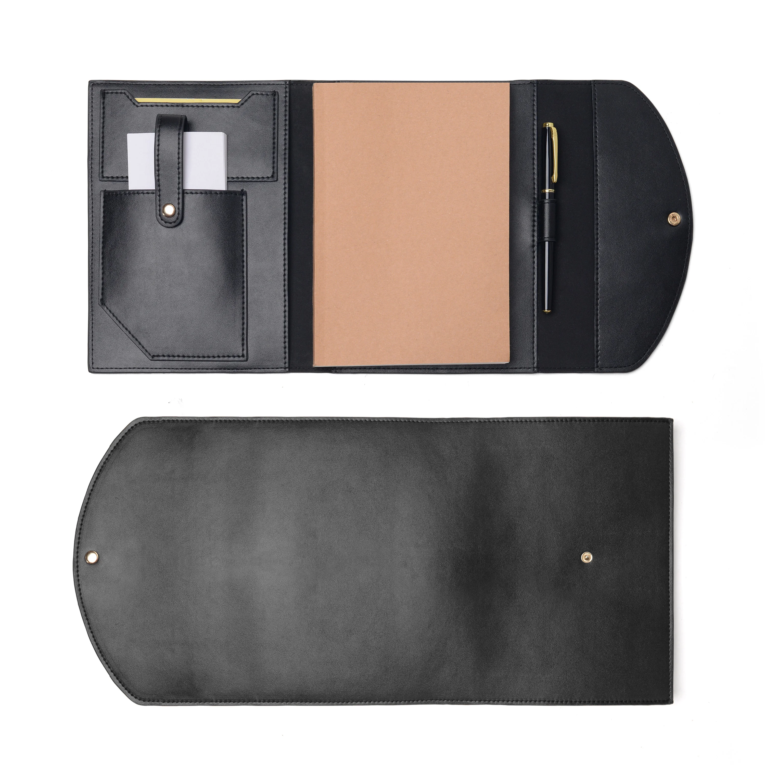 2025 A5 Envelope Style Folding PU Leather High-Quality Notebook Cover Multi Functional Card Slots With Pen Diary Journal Cover
