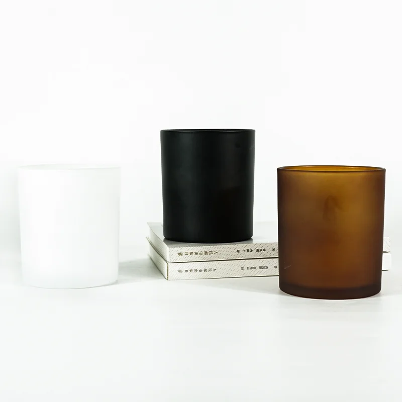 Luxury Frosted Wholesale White 8oz 10oz Custom Logo Colorful Wide Mouth Glass Candle Jar For Candle Making