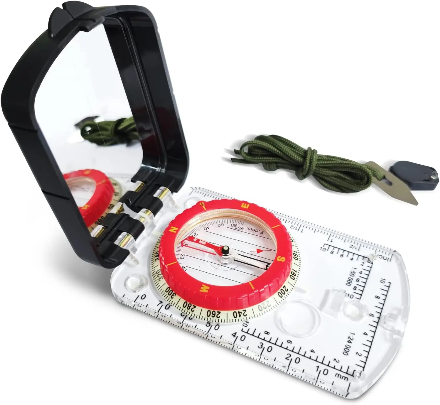Sighting Compass Mirror Adjustable Declination Orienteering Compass Hiking Map Read Compass Backpacking Clinometers