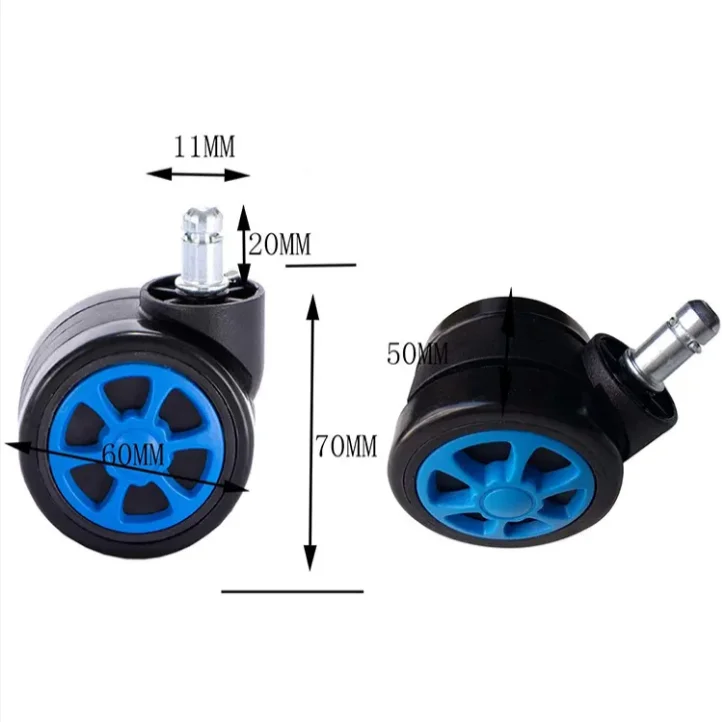 60mm Mesh Chair Castors Swivel Wheels Five Color Replacement Furniture Wheels for Office & Kitchen Plate Mounting 50mm Diameter