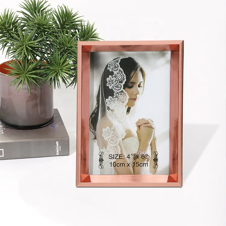 4x6 5x7 8x10 по индивидуальному заказу блестящая металлическая форма из ПВХ розовое золото фоторамка