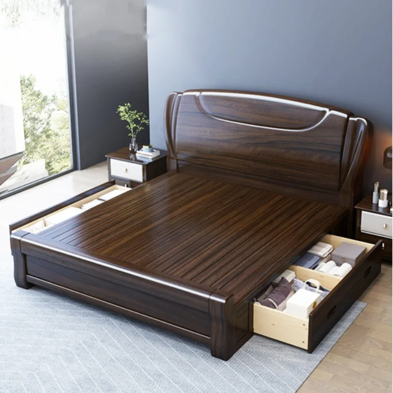 Purple solid wood bed double bed king bed bedroom furniture set