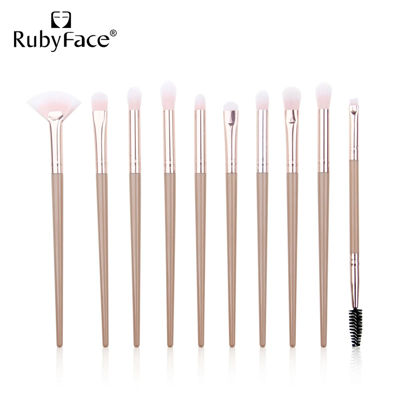 RubyFace makeup brush  eyebursh 10 pcs makeup eyesbrush set with pouch bag case