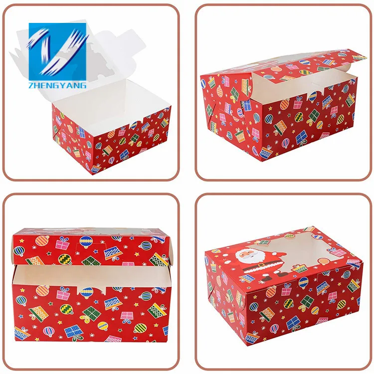 Christmas Cookie Boxes Baking Box with Window for Pastries Cupcakes, Candy, Holiday Bakery Treat and Party Favor