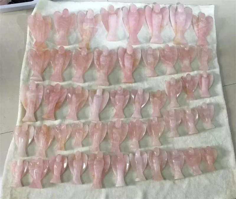 natural crystal gemstone carving angel rose quartz figurines angel for decoration