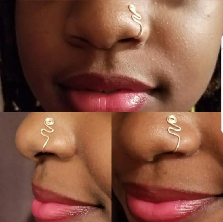 Original Copper Wire Spiral Fake Piercing Nose Ring 2021 Punk Gold Silver Color Clip Nose Ring Also Can be Ear Clip Cuff