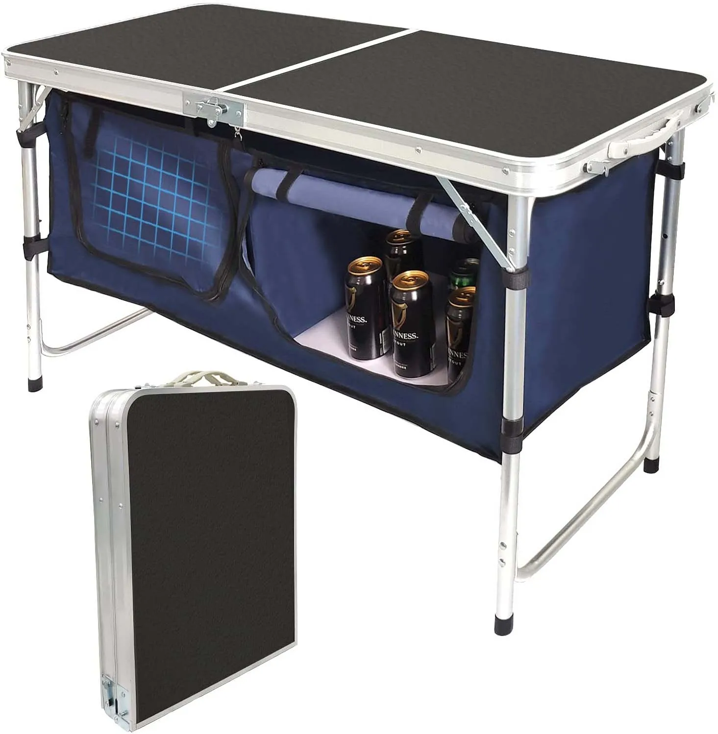 Hot Selling Aluminum Small portable camping foldable kitchen table with Oxford Storage Bag