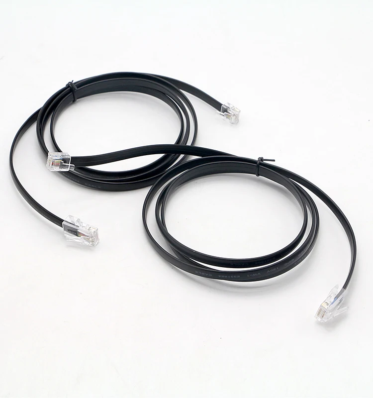 Высокое качество ПВХ черного цвета на плоской подошве 4 ядра RJ45 8P8C для RJ11 6P4C кабель телефонной