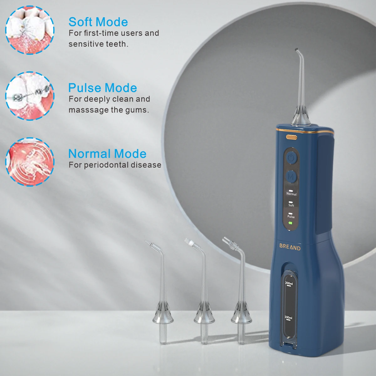 Tooth Cleaner Water Pulse Custom or Standard Portable Oral Care Irrigator Cordless Electric Ultrasonic Tooth Cleaner