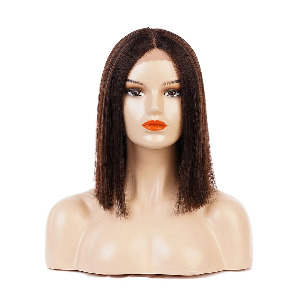 
 Парики из человеческих волос, парик на сетке спереди, натуральные бразильские прямые волосы с детским слоем волос, стиль бразильский коричневый, средняя часть  