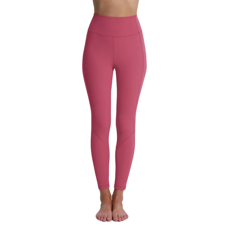 Wholesale  strong colored  Breathable ribbed pants  High Waist Gym Sports Yoga Leggings for women