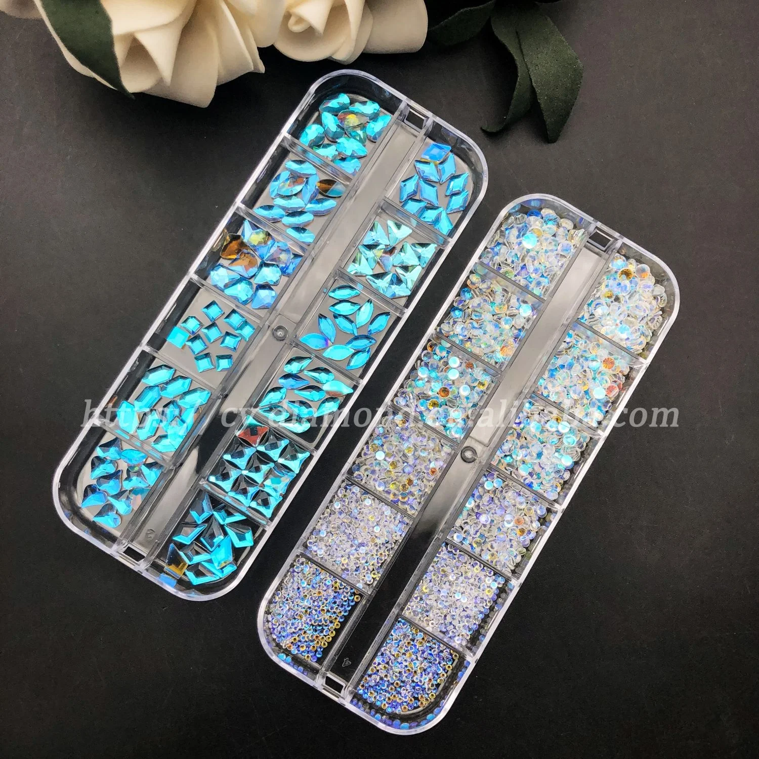 CY 12 Grids/Set Rhinestones Nail Art AB Color Crystal Kit Decoration Nail Diamonds