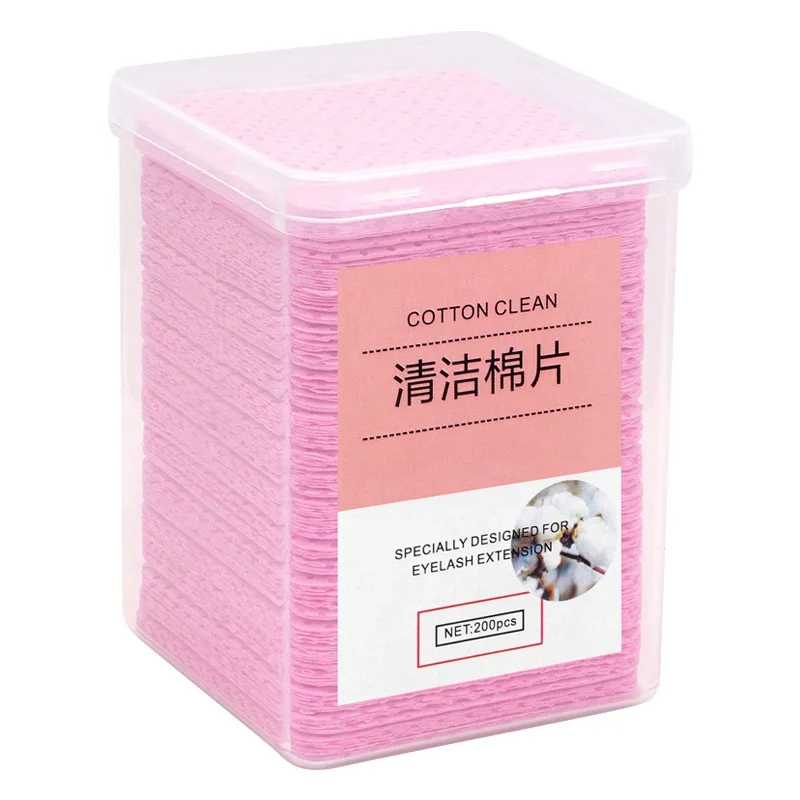 Wholesale High Quality Pink Cotton Eyelash Extension Glue Remover Wipe Makeup Cleansing Adhesive Pads for Beauty Salons