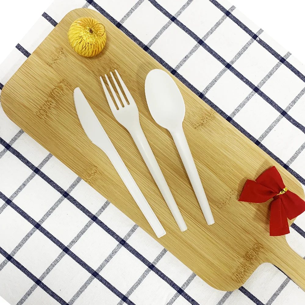 Quanhua Assorted Set White Extra Heavy Duty Compostable Party Utensils Disposable Knife And Fork