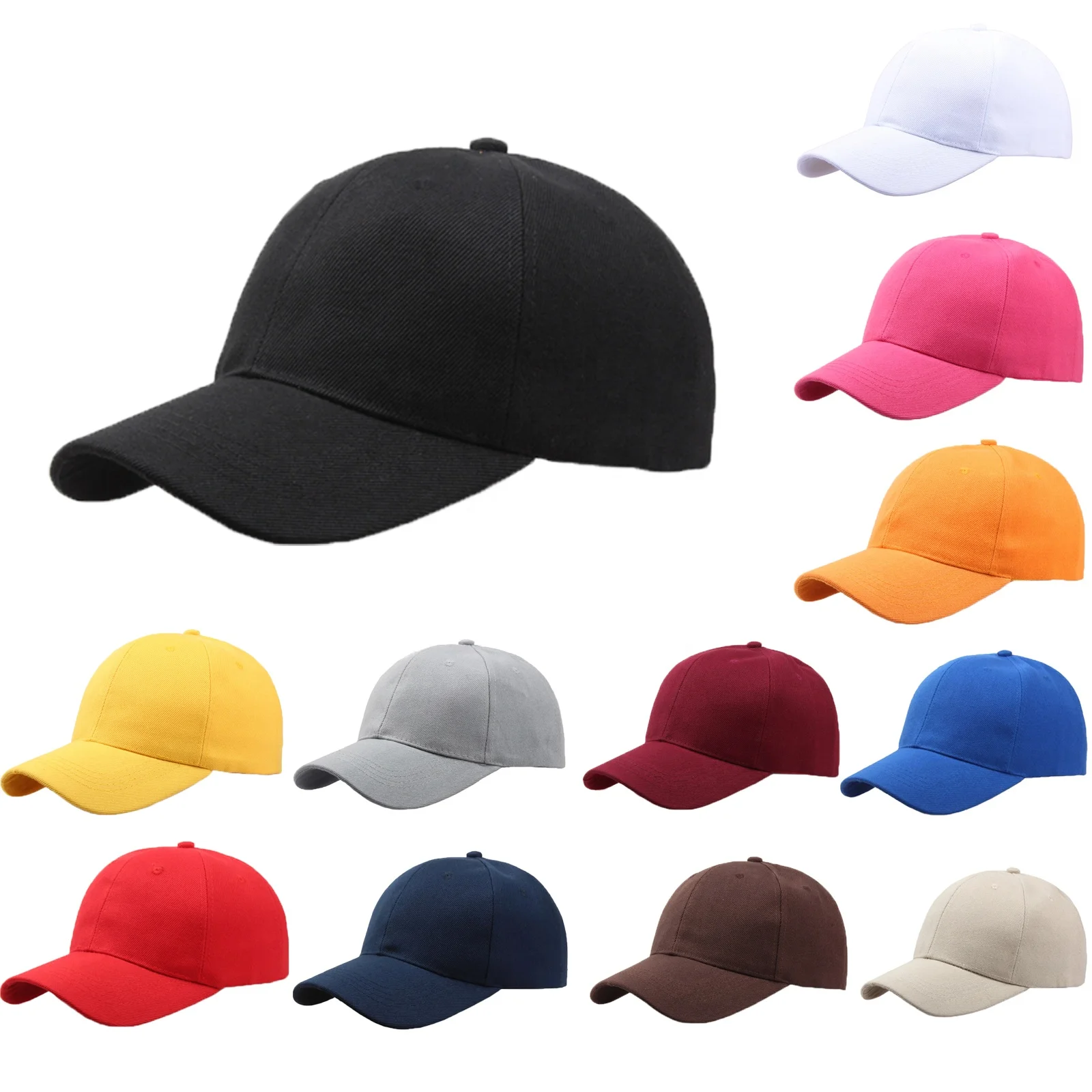 Outdoor High Quality Fashion Adjustable Solid Color Simple Sports Caps Summer Plain Curved Sun Visor Women Men Baseball Cap Hat