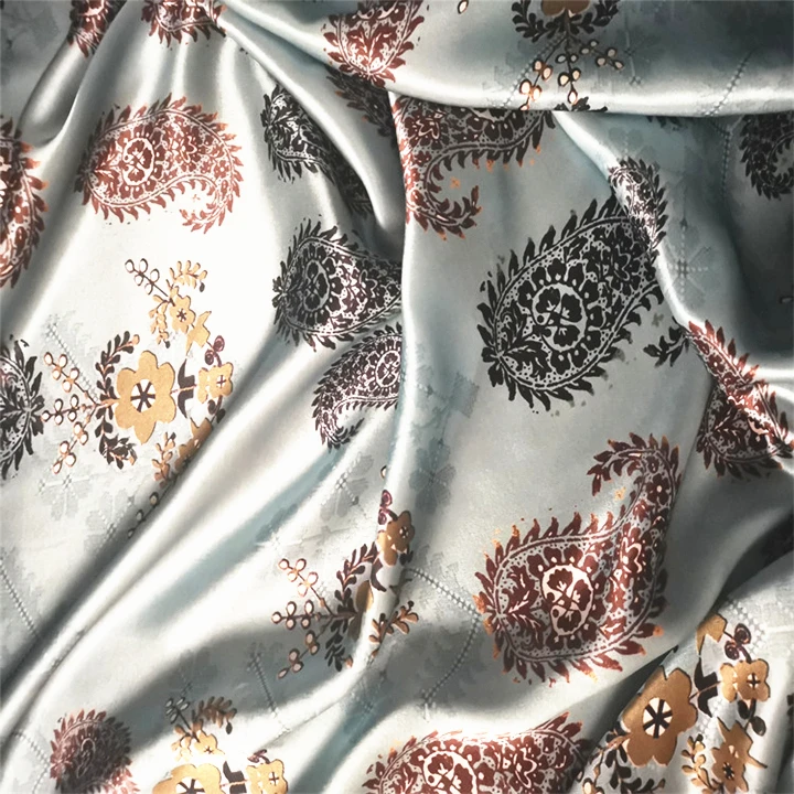 Printed Paisley Pattern Pure Silk Fabric Silk Satin Fabric 12mm Satin Fabrics