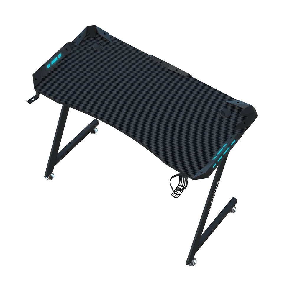 Beisijie Z9 Gaming Table in Carbon Black Color Thick Table RGB Light PC Gamer Used Cup Holder Accessory