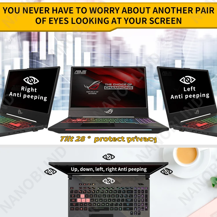 NANOBLIND, 14 дюймов, защищающий экран, Антибликовая Защитная пленка для ЖК-экрана с синим светом, защита от шпионского экрана на 360 градусов