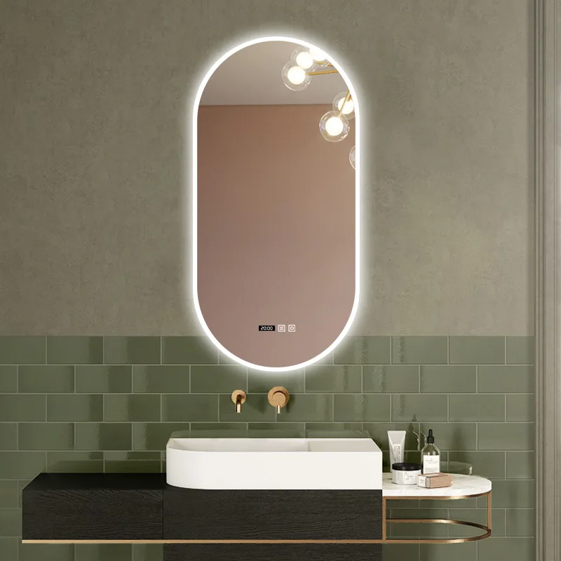 Умное зеркало с круглой светодиодной подсветкой и сенсорным экраном