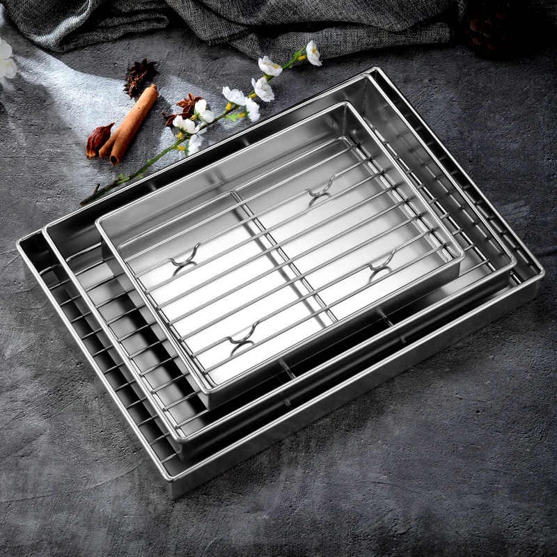 Commercial rectangular fried chicken string brush oil control tray stainless steel oil drain tray oil leakage tray