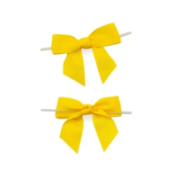 E-Magic high quality wholesale price Premade Decoration  1 inch grosgrain ribbon bow tie with transparent clip for candy packing