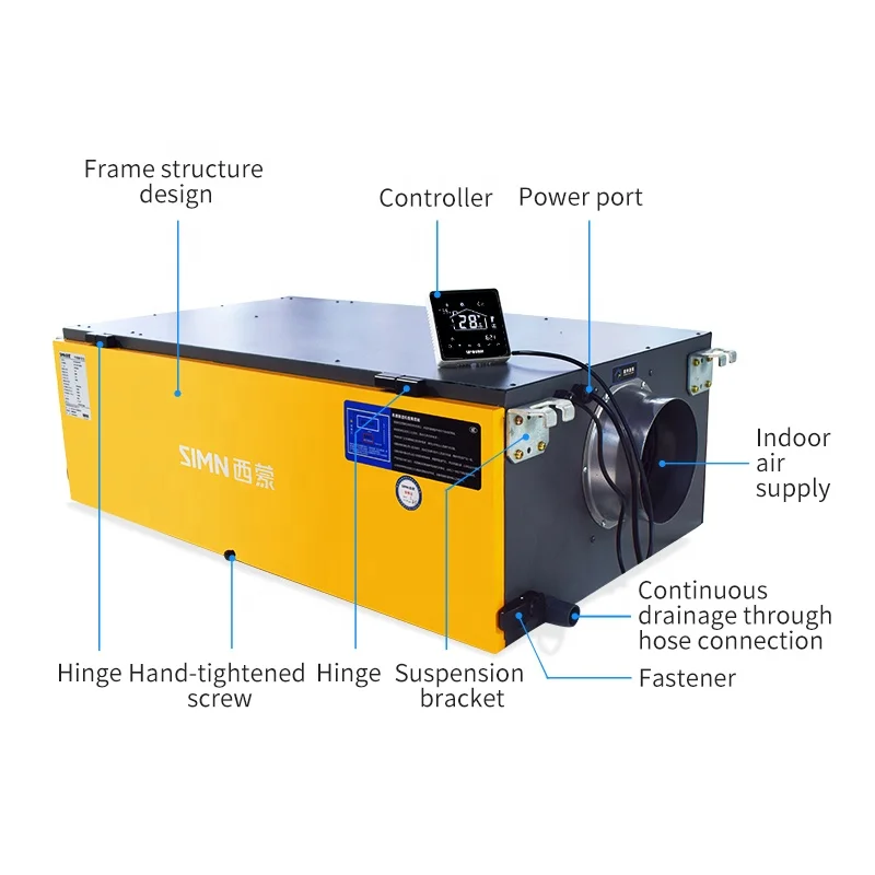 35 L/D High Quality Duct System Ceiling Mounted Dehumidifier for Crawlspace Basement Drying