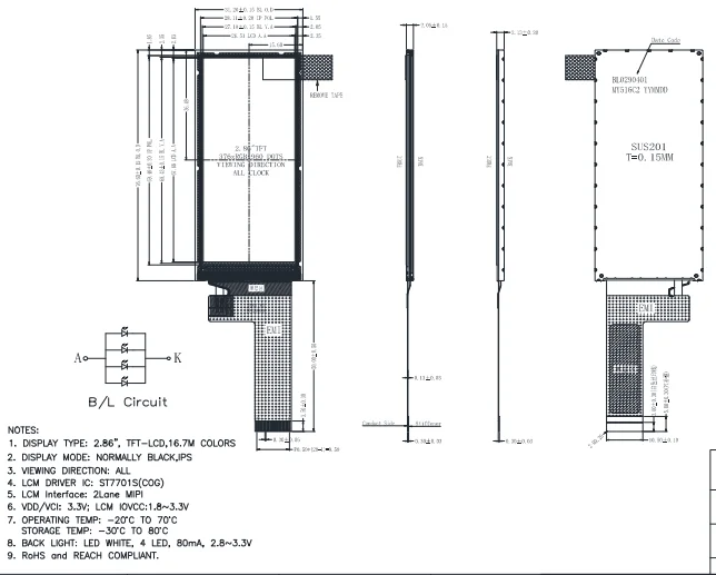 2.86 inch  stretched  bar type  376*960 high resolution google translate