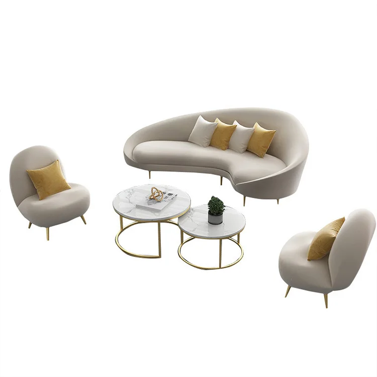 Sophisticated Technology Furniture Sofa Salon Office Reception Sofa Arc Shape Cloth Art Sofa