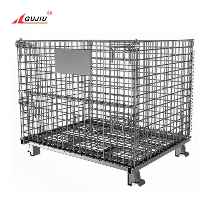 
Warehouse Mesh Electro-Zinc Wire Collapsible Welded Folding Steel Storage Cage Stackable Stillage 