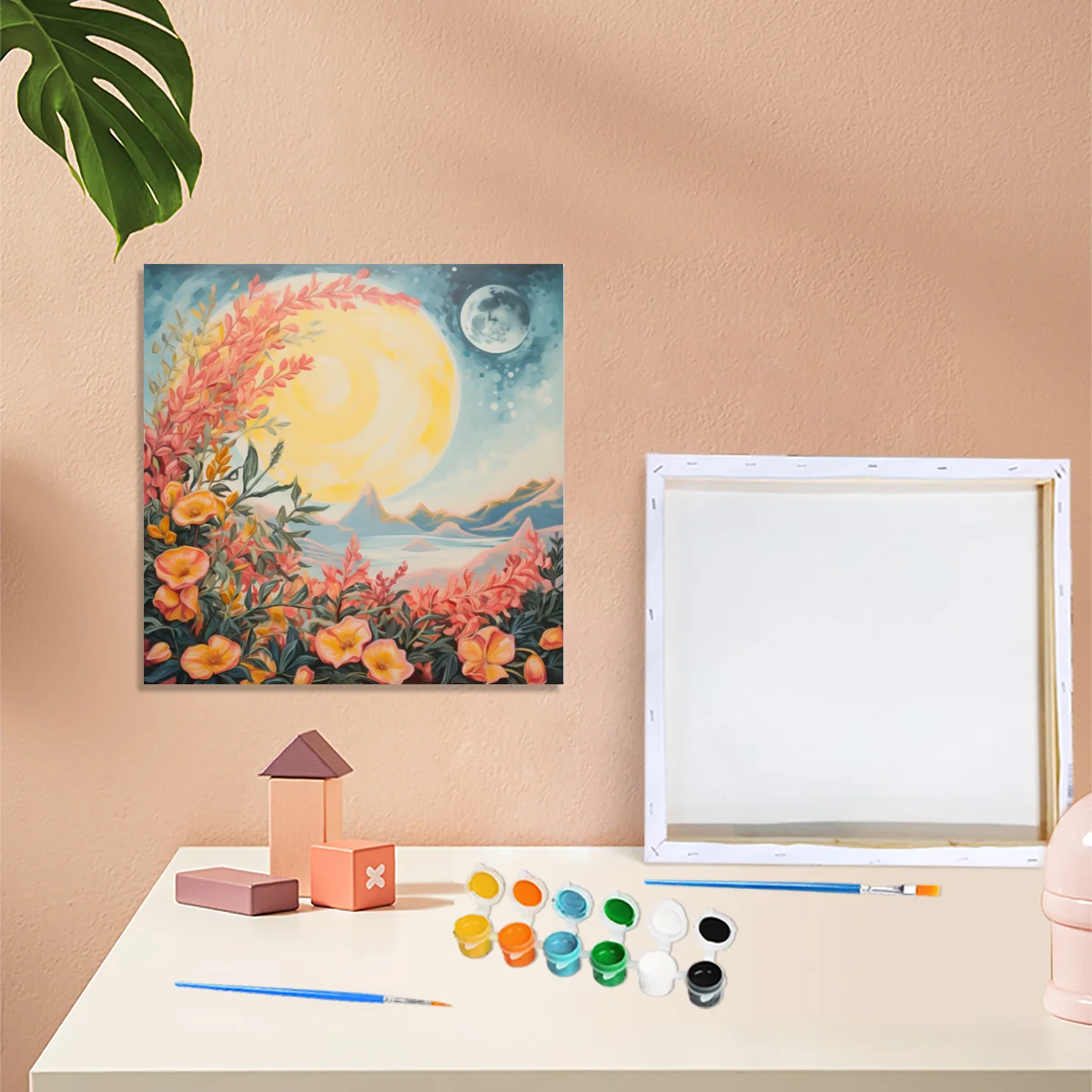 CHENISTORY Painting By Numbers Cartoon Abstract Flowers Beginner Kits Easy To Paint Diy Crafts Kits Sun Picture For Home Gift