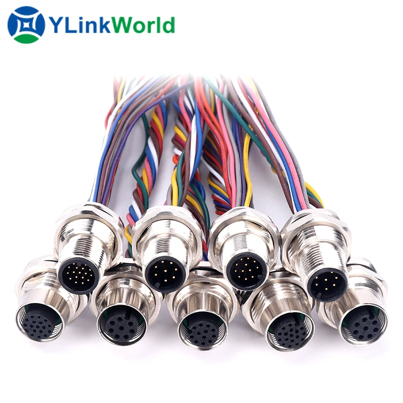 m8 male female connector 2 3 4 5 6 7 8 9 10 12 13 14 15 16 18 19 20 24 pin auto aviation cable pcb push pull plastic connector