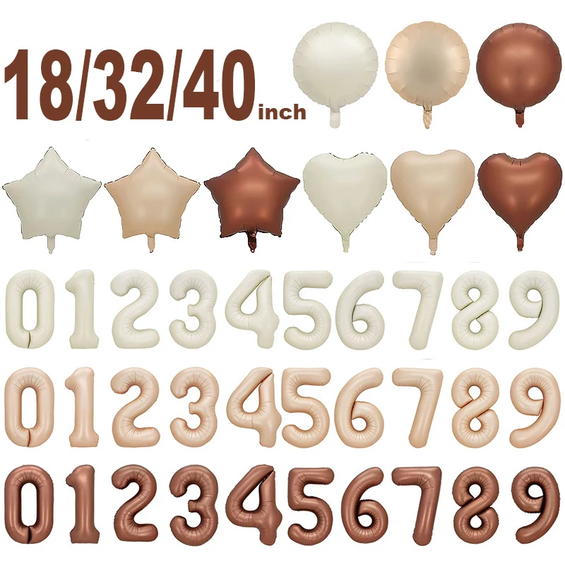 18 32 40inch Cream Round Star 0-9 Number Foil Balloon Party Balloons For Anniversary Kids Birthday Party Supplies Decorations