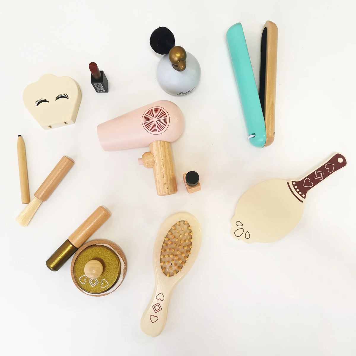 Kids Makeup Kit Princess Wood Makeup Set Toy Gift for Girls Role Playing & Makeup Play