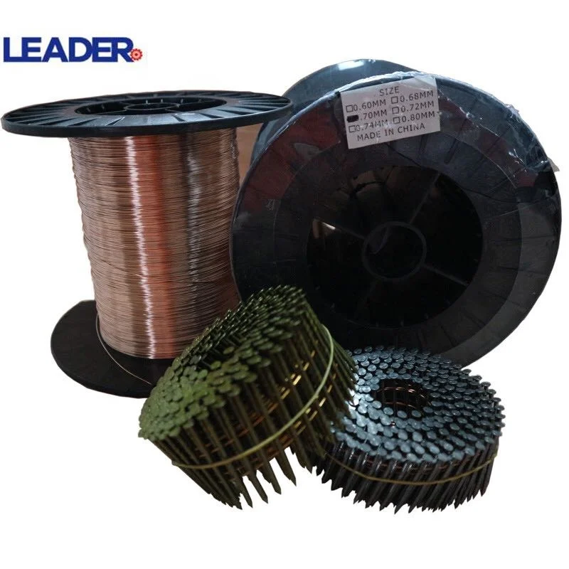 0.6mm 0.68mm 0.7mm 0.75mm 0.8mm Copper Coated Welding Wires for Coil Nails Coil Nail Making Machine