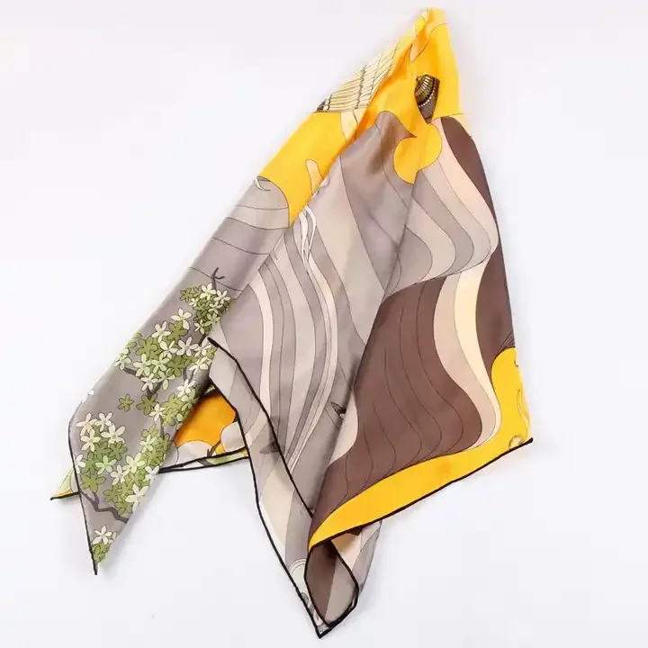Silk scarf square color bright beautiful foreign style can tie hair women scarf four seasons available silk scarves wholesale