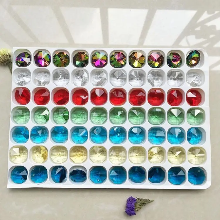 Loose Octagon Single Hole Faceted clear Crystal Glass Beads for Jewelry Making