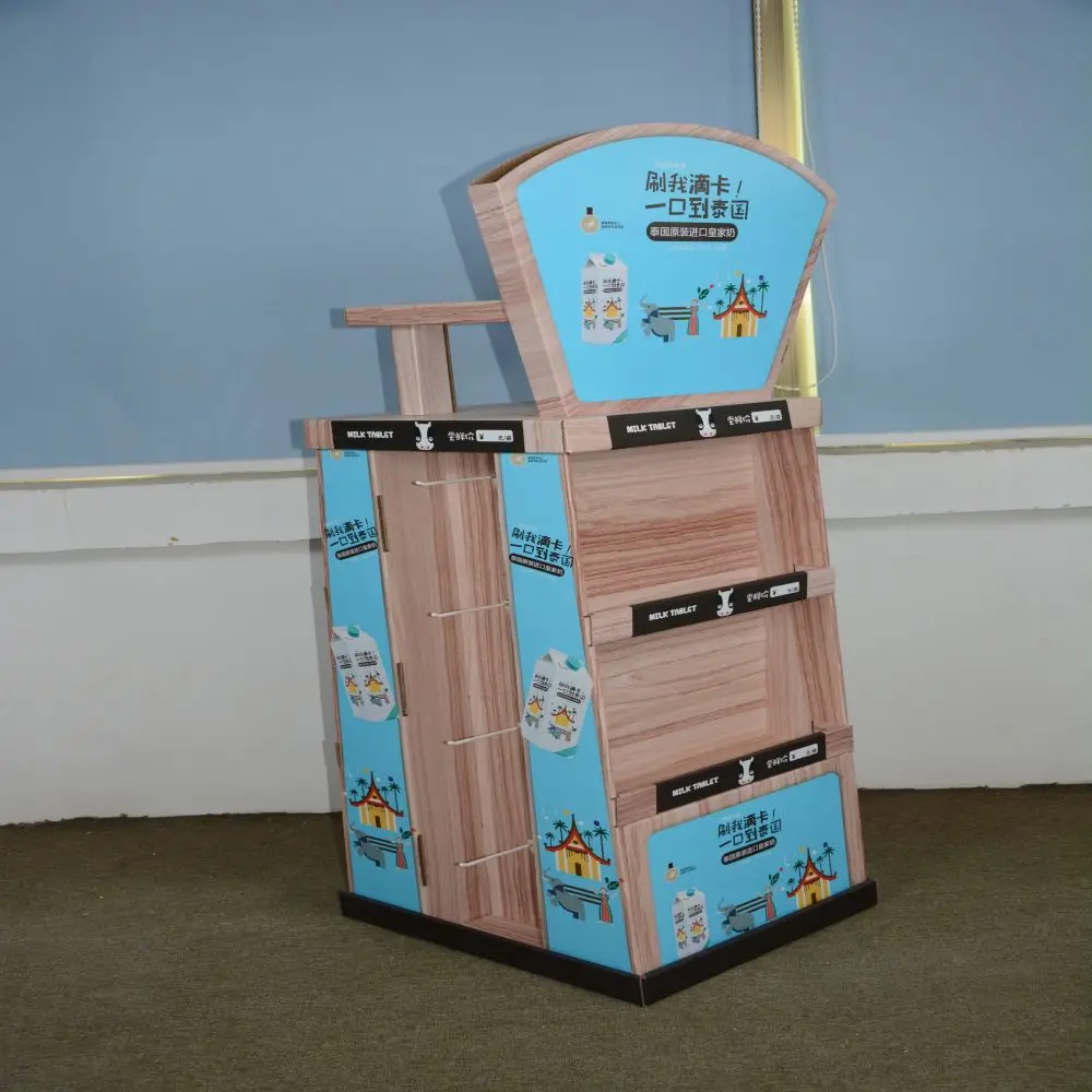 4 Side Retail Store Product Display Unit Stands Corrugated Cardboard Candy Food Beverages Cardboard Display Rack