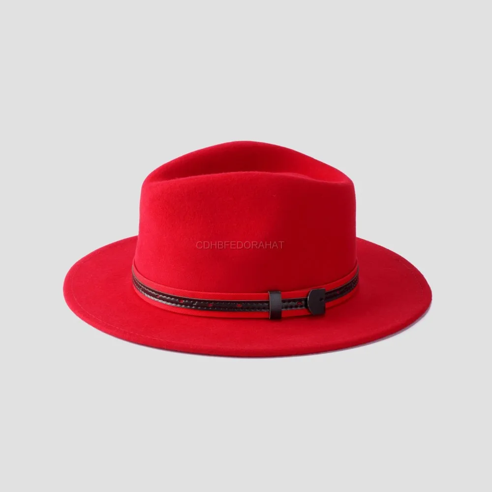 Wholesale 100% wool gentleman trendy multiple sizes color panama fedora hat with belts unisex