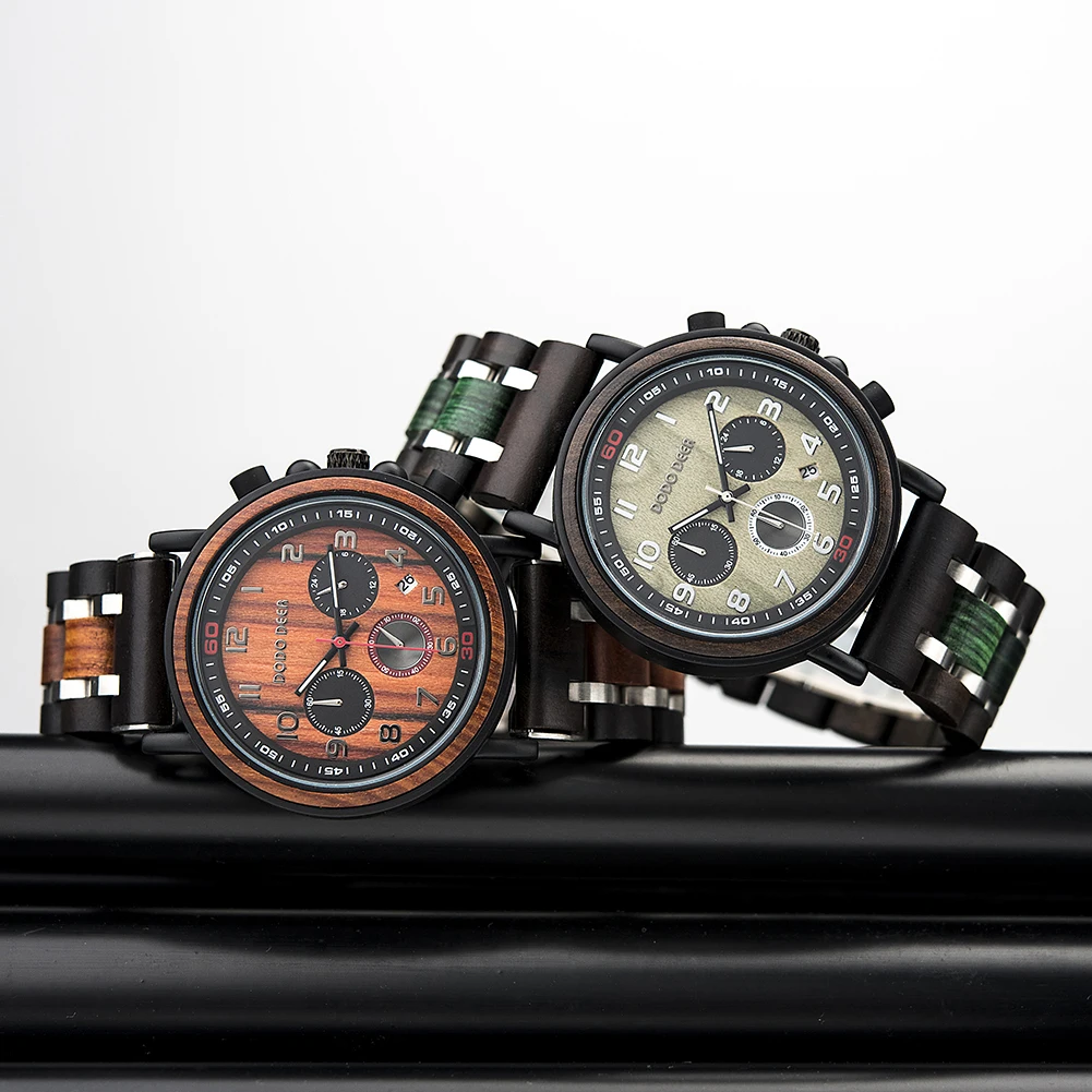 DODO DEER Wood Engraving Personalized Men Watch Top Wooden Timepieces Custom LOGO Watches for Dad Husband