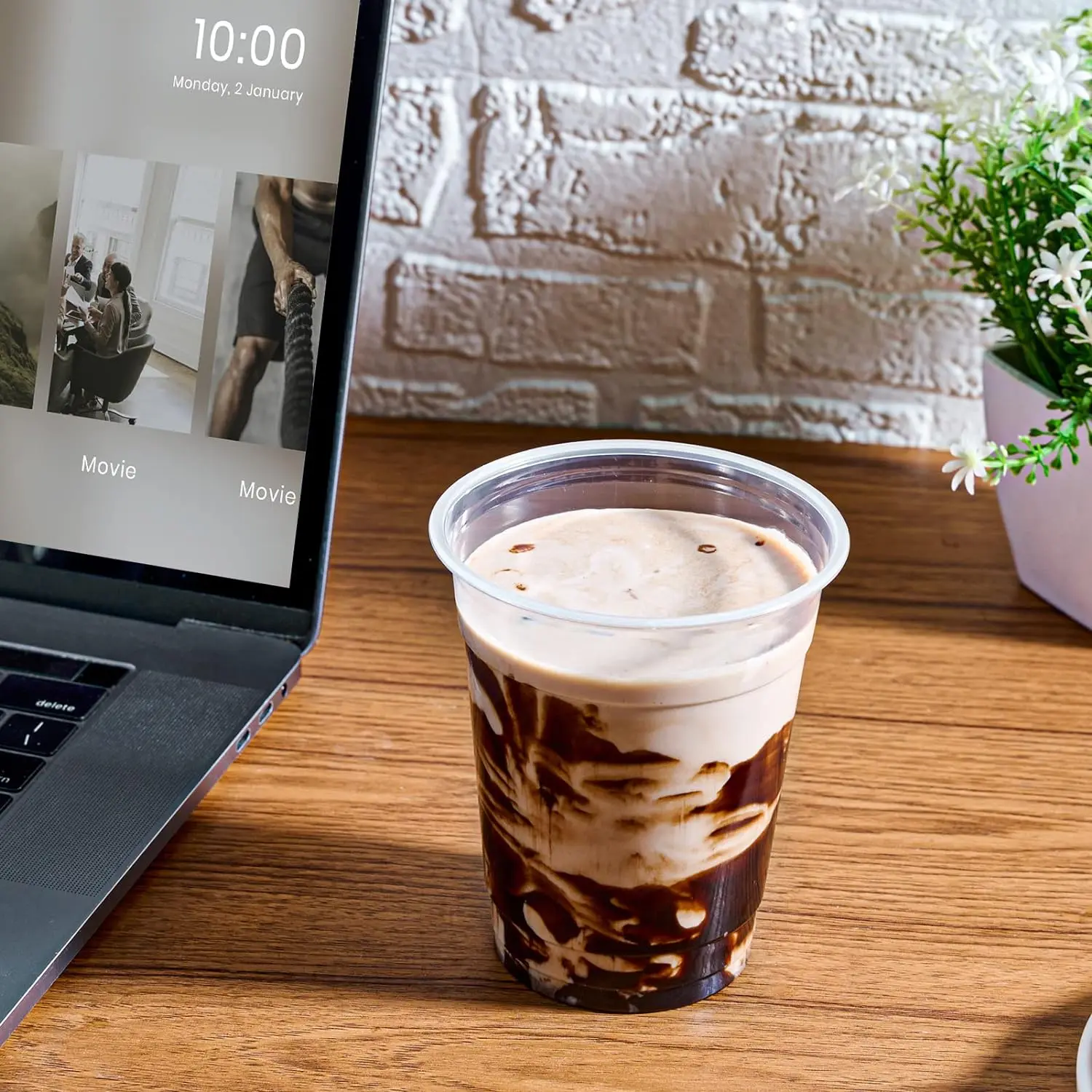 Plastic drinking Disposable PET Clear Cup With flat Lid Cold Beverage Takeaway Iced Coffee Latte Juice Smoothies bottle 12 16 oz