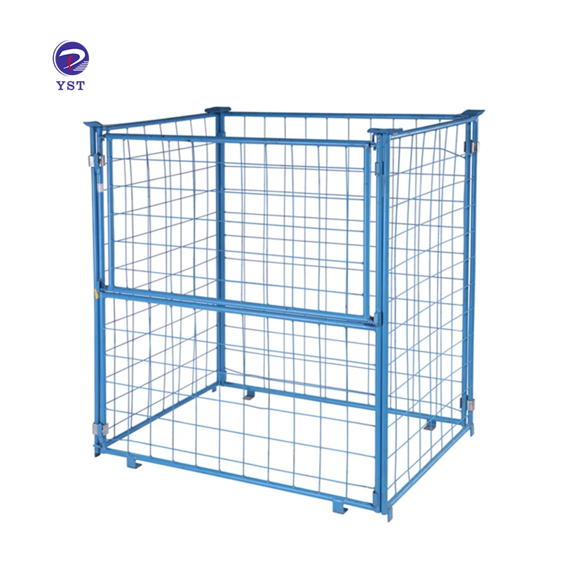 Customized industrial warehouse collapsible frame retention wire metal units storage cage