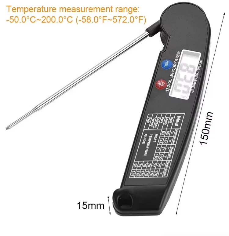 Portable Household Folding Food Thermometer Electronic Instant Read Digital Food BBQ Meat Steak Cooking Thermometer